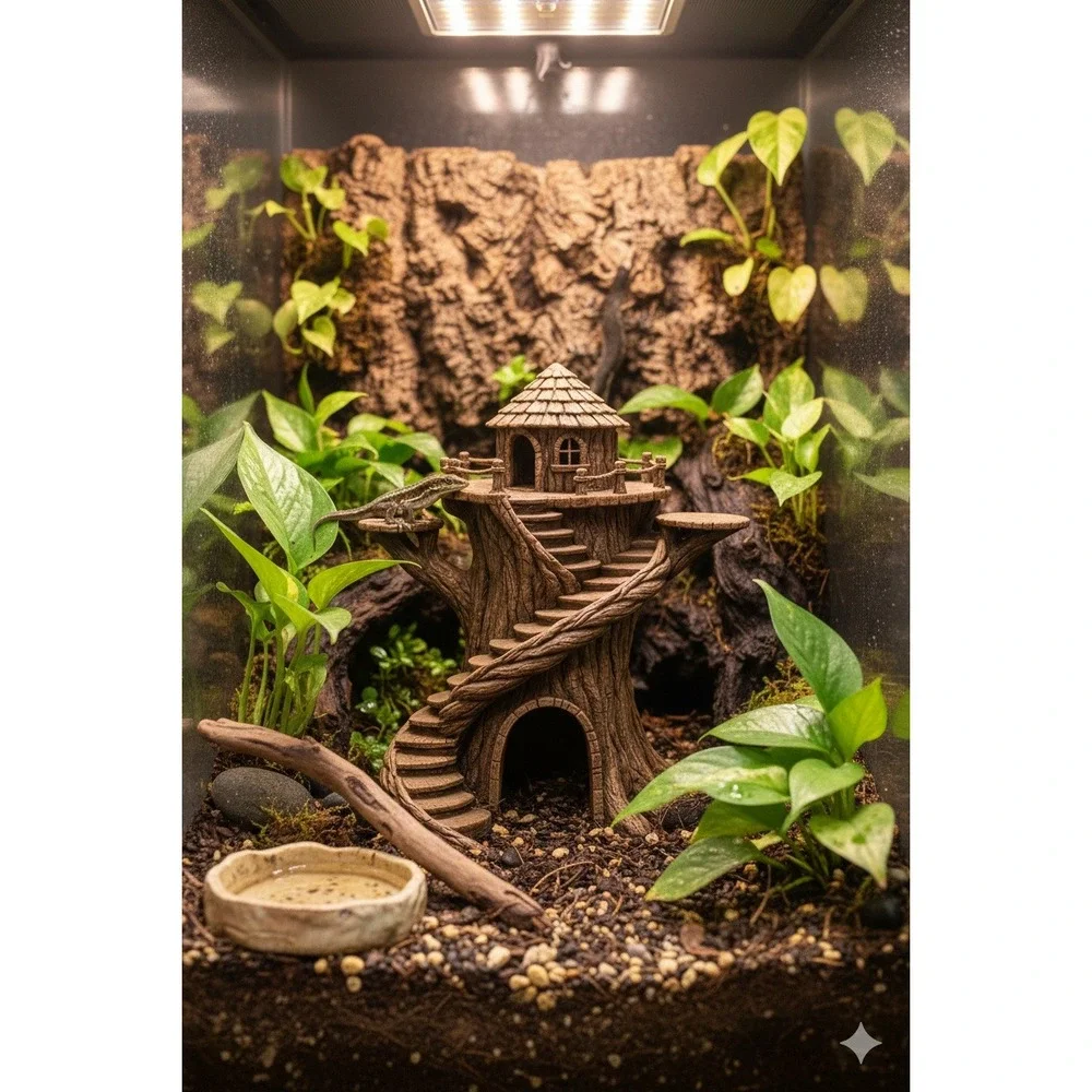 Fantasy Treehouse - Reptile Hide and Climb - Vertical engagement and‎ enrichment